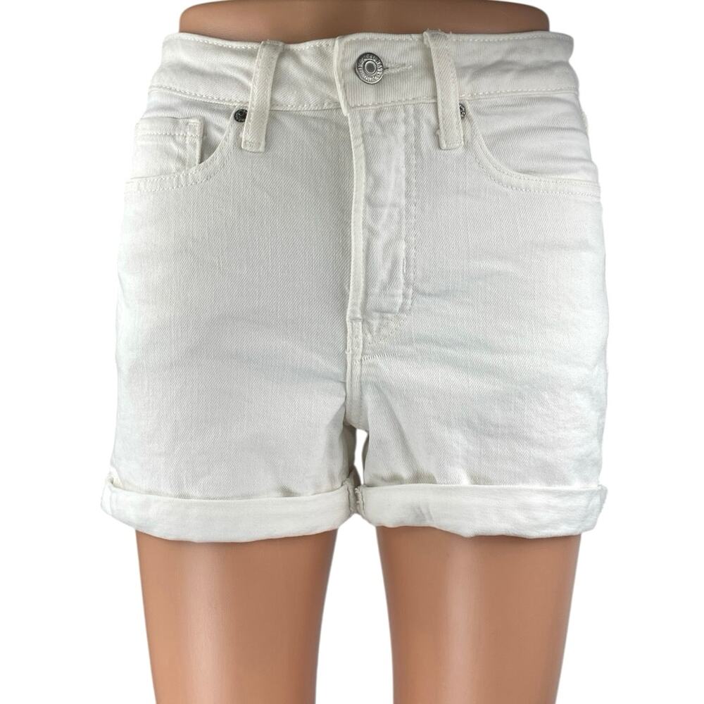 Old Navy High Rise OG Straight Women's White Cuffed Denim Jean Shorts Size 0
